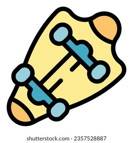 Wooden longboard icon outline vector. Skate board. Deck design color flat