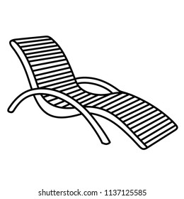 Wooden Lounge Deck Chair. Isolated on white background. Flat vector line icon design.