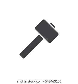 Wooden mallet, hammer icon vector, filled flat sign, solid pictogram isolated on white. Symbol, logo illustration