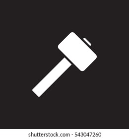 Wooden mallet, hammer icon vector, filled flat sign, solid white pictogram isolated on black. Symbol, logo illustration