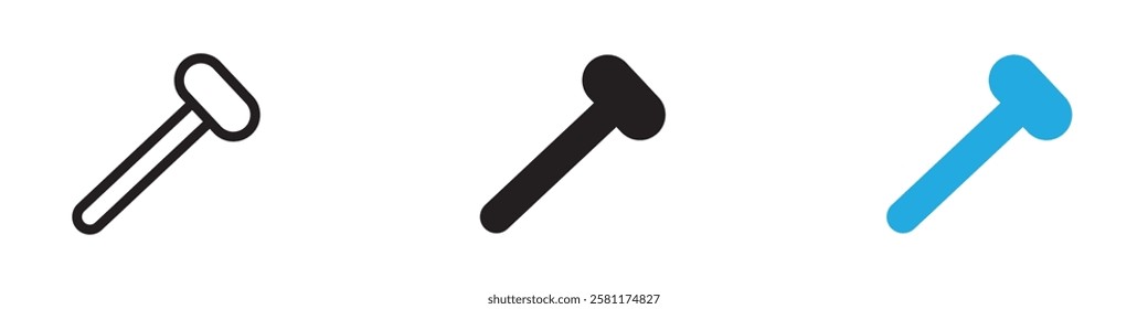 Wooden mallet icon black white vector outline