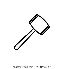 Wooden mallet icon linear logo isolated