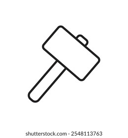 Wooden mallet icon Outline set in black and white color