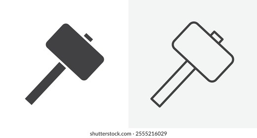 Wooden mallet icon. outlined vector style.