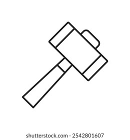 Wooden mallet icon simple black line style.