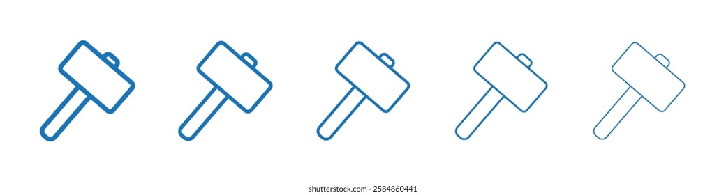 Wooden mallet icon Symbol collection thin outline set