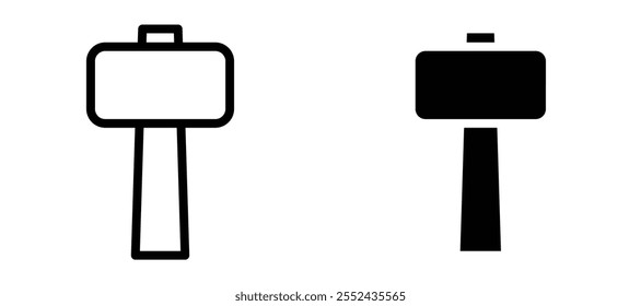 Wooden mallet liner icon vector set.