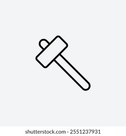 Wooden mallet thin liner icon isolated.