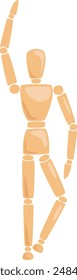 Wooden Man Manikin Hand Up Pose Vector Illustration