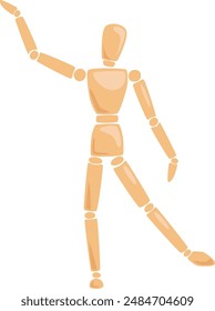 Wooden Man Manikin In Pose Vector Illustration