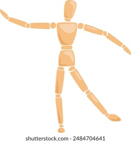 Wooden Man Manikin In Pose Vector Illustration