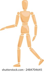 Wooden Man Manikin In Pose Vector Illustration