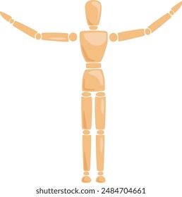 Wooden Man Manikin In Pose Vector Illustration