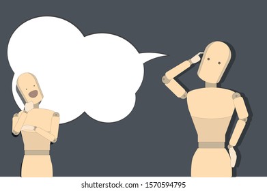 wooden man of various movements.
wooden toy vector of the concept to talk