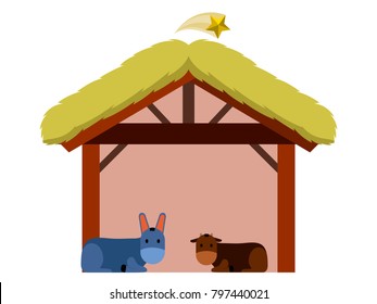 Wooden manger isolated on white background, Vector illustration