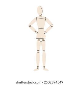 Wooden mannequin isolated on white background. Vector illustration.