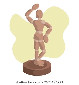 Manequim de madeira pose. Ilustração vetorial