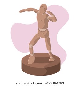 Manequim de madeira pose. Ilustração vetorial