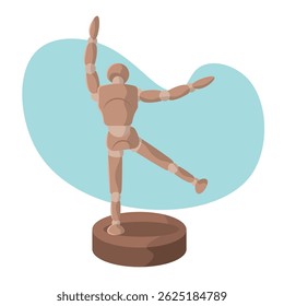 Manequim de madeira pose. Ilustração vetorial