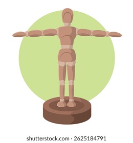 Manequim de madeira pose. Ilustração vetorial