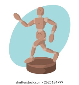 Manequim de madeira pose. Ilustração vetorial