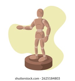 Manequim de madeira pose. Ilustração vetorial