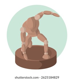 Manequim de madeira pose. Ilustração vetorial
