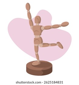 Manequim de madeira pose. Ilustração vetorial
