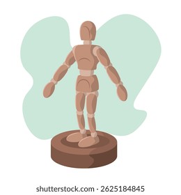 Manequim de madeira pose. Ilustração vetorial