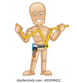 Wooden mannequin wearing the belt with tools