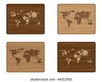 Wooden map banners vector illustration