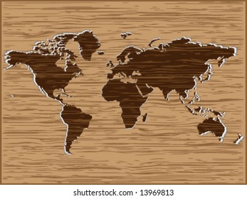 Ilustración de mapa de madera
