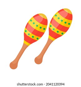 Wooden maracas. Children's toy. Icon isolated on white background. For your design.