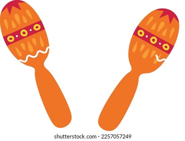 Wooden maracas icon. Traditional latin music instruments