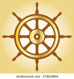 Wooden marine helm.
