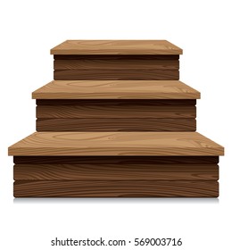 Wooden market stall on white background. Retail Trade Stand.