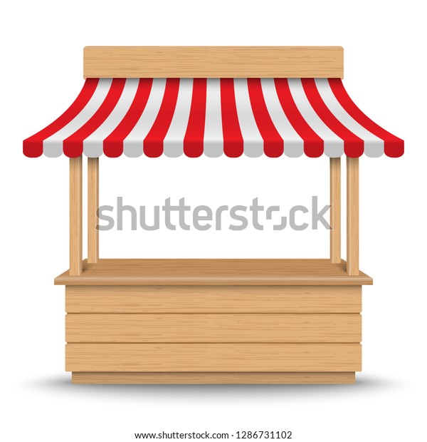 Wooden Market Stand Stall Red White Stock Vector Royalty Free