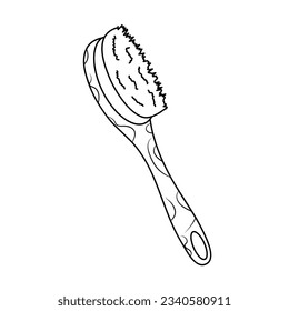 Wooden massage brush in doodle style. Zero waste, eco bamboo brush icon.  