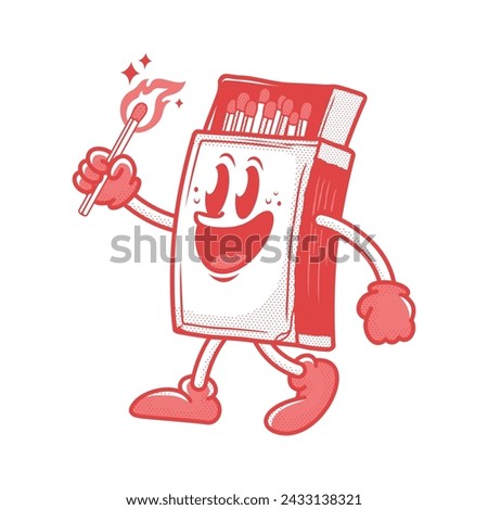 wooden matches vintage cartoon vector illustration, Design element for logo, poster, card, banner, emblem, t shirt. Vector illustration