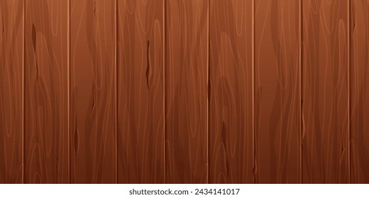 Wooden material board desk, textured surface wood comic background in cartoon style. Wall, panel for game, ui design