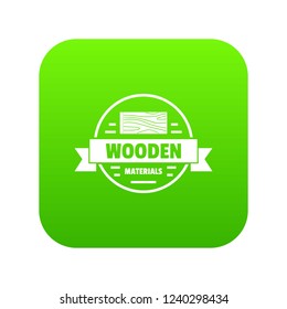 Wooden materials icon green vector isolated on white background