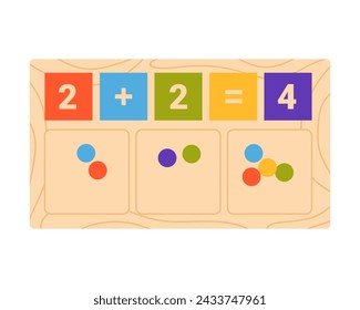 Wooden math toy for children. Montessori preschool education cartoon vector illustration