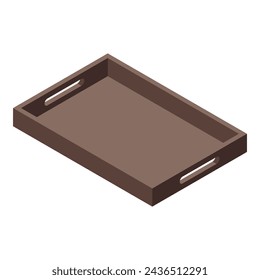 Wooden meal tray icon isometric vector. Serving food ware. Breakfast holder platter