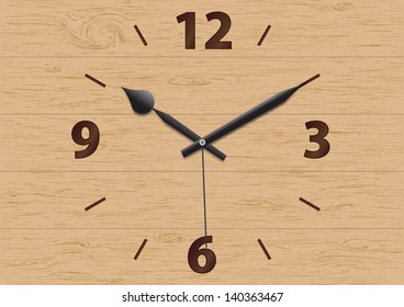 Wooden mechanical clock. Vector illustration