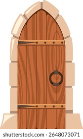 Ilustração de vetor de porta medieval de madeira