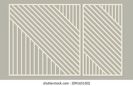 Wooden, metal panels for laser cutting. Elegant decorative pattern, abstract geometric pattern of lines