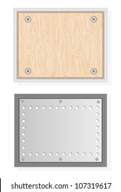 Wooden and metal surface in a frame. EPS-10 (non transparent elements), gradient.