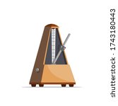 wooden metronome, Musical Instrument tool in cartoon realistic illustration vector isolated in white background
