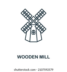 Wooden Mill icon. Line element from farming collection. Linear Wooden Mill icon sign for web design, infographics and more.