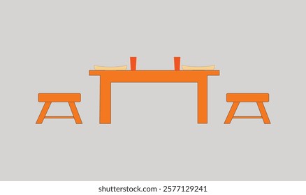 
Wooden mini table and stool illustration for use.